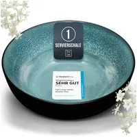 PURE LIVING INTERIOR DESIGN Geschirr-Set Pure Living Servierschüssel »Ibiza«, groß, Steingut, Petrol, 1 Personen, Steingut, Großzügige Schüssel zum Servieren, Tischdekorativer Hingucker, Reakti…
