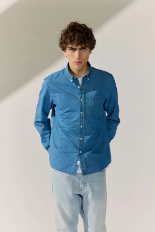 BASEFIELD - He.-Freizeithemd 1/1 Arm light denim - Gr. - M