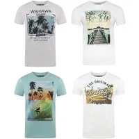 riverso T-Shirt Herren Printshirt RIVLukas 4er Pack Regular Fit (Vorteilspack, 4-tlg) Kurzarm Tee Shirt mit Rundhalsausschnitt aus 100% Baumwolle