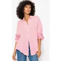 SASSYCLASSY Longbluse Oversize Musselin Bluse Damen kurz Langarm Elegant Hemdbluse lang aus Baumwolle mit V-Ausschnitt, One Size (Gr. 36-48)