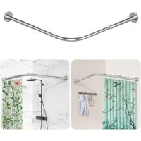 Coonoor Duschvorhangstange Edelstahl Duschvorhangstange L-Form, verstellbar, mit Bohrmontage, für Badewanne/Badezimmer, Duschtrennwand Halterung