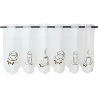 Joyswahl Scheibengardine, Stangendurchzug, transparent, Voile, transparent, Voile, Küche Kurzstore, Kaffee-Motive