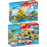 Playmobil® 71202-03 2er-Set Rettungswagen + Rettungshelikopter Konstruktions-Spielset
