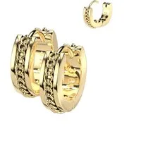 Taffstyle Paar Creolen 1 Paar Ohrringe Rocker Creolen Huggie Scharnier Kette Inlay Gold (Weihnachten Valentinstag Muttertag), Schmuck Ohrringe Creolen Frauen Damen Schmuck Geschenke zum Geburtstag
