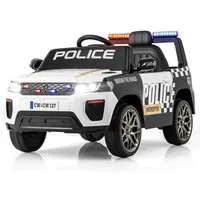 COSTWAY Elektro-Kinderauto, Belastbarkeit 30 kg, 12V Kinder-Polizeiauto mit Fernbedienung, Hupe, Musik