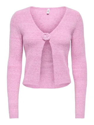 ONLY - ONLRICA LS RIB FLOWER CARDI CC KNT Begonia Pink - Gr. - XL