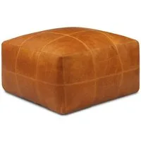 Feeling4Home Pouf Anneta aus Leder 75x75 cm, Cognac, Entwickelt mit der Zeit eine charaktervolle, natürliche Patina.