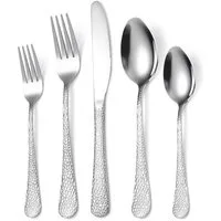Venkuber Besteck-Set 20-teiliges Besteckset, Hammered Edelstahl-Besteckset, 4 Sätze Besteckset für Restaurant, Hotel und Heimgebrauch