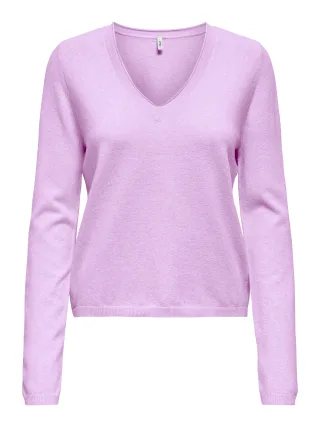 ONLY - ONLLOYAL LS V-NECK PULLO KNT NOOS Super Pink - Gr. - L