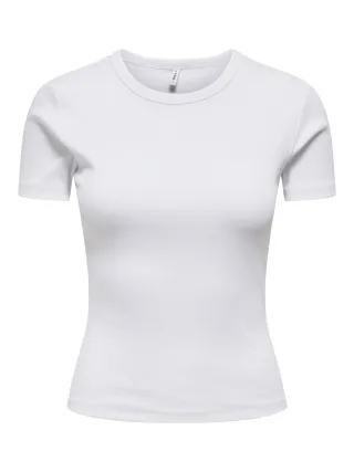 ONLY - ONLVAL S/S O-NECK SOLID TOP JRS NOOS Bright White - Gr. - XS