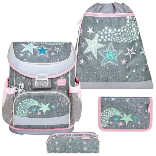 Belmil Schulranzen Set Mädchen Shine Bright (Motiv: Sterne) "Mini Fit" für kleinere Kinder, ab 1.Klasse Grundschule
