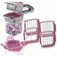 Genius Gemüseschneider Genius Nicer Dicer Quick 7 teilig Set Brombeere, 5 in 1 Multischneider, austauschbaren Messereinsätzen