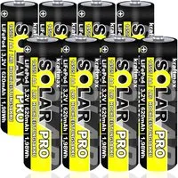 kraftmax 8 er Pack SOLAR pro Mignon AA Akkus - 3,2V / 1,92Wh / 14505 - LiFePo4 Akku Mignon AA 600 mAh (3,2V V, 1 St), Solar-kompatibel