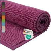 NYVI Badematte WC Vorleger NYVISpa Chenille Badvorleger, Höhe 20 mm, Polyester, Rutschfest, Saugfähig, Schnell Trocknend, Fußbodenheizung geeignet