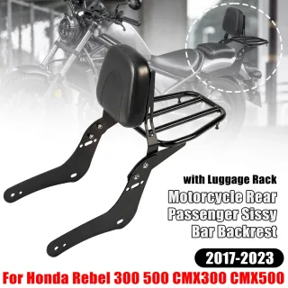 Motorcycle Detachable Rear Passenger Sissy Bar Backrest With Luggage Rack For Honda Rebel 300 500 CMX300 CMX500 2017-202
