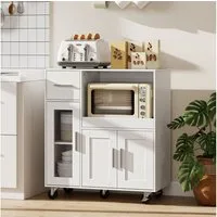 HOMCOM Küchenbuffet Sideboard, Mikrowellenschrank, Schublade, verstellbare Ablagen (Küchenbuffet, 1-St., Küchenschrank) für Küche, Esszimmer, Weiß