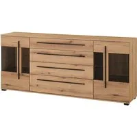 Home affaire Sideboard Cantara, moderner Schrank, Kommode in Eiche Evoke, Weiß oder Kaschmir, schwarze Stangengriffe, ausreichend Stauraum, vielseitig einsetzbar