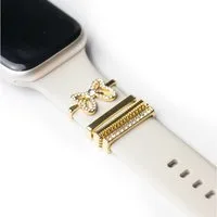 ARTVALL Smartwatch-Armband Apple Watch Charms Set 38/40/41mm & 42/44/45/49mm, trendige Watch Charms Schleife & Glitzer Gold