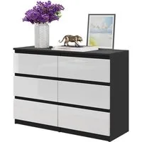 Furnica Kommode GABRIEL 6 Schubladen - Anthrazit Grau H70cm B100cm T33cm