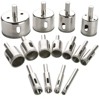 15PCS 15mm-50mm Diamond Drill Bits Hole Saw Diamond Drill Bit Set For Diamond Coating Carbon Steel For Glass Ceramics Po