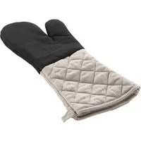 Macosa Home Topfhandschuhe Backhandschuh Neopren Baumwolle Schwarz Beige rutschfest, (40x18 cm, Küchenutensil Handschuh Ofenhandschuh), Backofenhandschuh Küchenhelfer Topfhalter