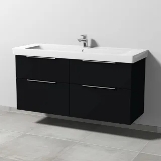 Sanipa 3way Waschtischunterbau zu Villeroy & Boch Subway 2.0 Waschtisch mit 4 Auszügen, Schwarz-Matt UF61608