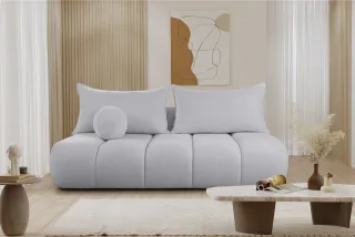 Schlafsofa Designersofa Sofa 3-Sitzer ANZIA in Stoff Ascot Bukla Hellgrau