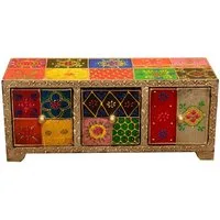Casa Moro Schmuckkasten Orientalische Mini-Kommode Chandi mit 3 Schubladen 28x11x10 cm, (B/T/H) aus Holz handbemaltes Schmuckkasten Organizer bunt MA27-05