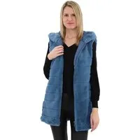 malito more than fashion Longweste malito Damen Longweste mit Kapuze, gerippte Weste aus Kunstpelz, mit Kapuze