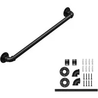 OUNUO Handlauf Wandhandlauf Treppengeländer für Innen und Außen Schwarz, 60 cm Gesamtlänge