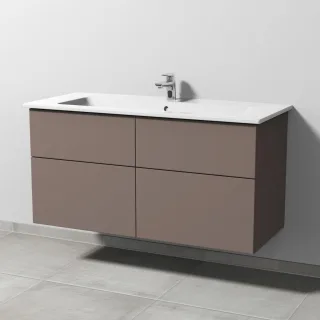Sanipa 3way Keramik-Set Venticello Keramik-Waschtisch und Unterbau mit 4 Auszügen, Taupe-Matt SP3271T