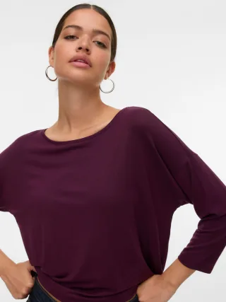 Vero Moda 3/4-Arm-Shirt "VMAVA 3/4 TOP JRS GA NOOS" Materialmix, regular fit