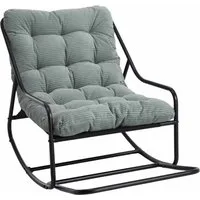 LVHOM Schaukelstuhl mit Fußstütze 75x116x82cm, wasserfestem Gestell für drinnen, draußen (8 cm integriertes Rücken-Sitzkissen, ergonomisches Design, geräuschlos & rutschfest, rostfreier Stahlrahmen, belastbar bis 130 kg), ideal für In-/Outdoor, Balko