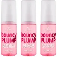 Essence Fixierspray bouncy PLUMP HYDRATING DEWY SPRAY, 3-tlg., 3-tlg., Plumping-Effekt, pflegend, frischer Duft