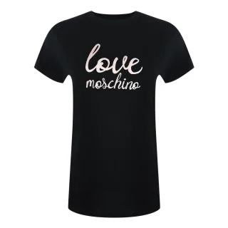 Schwarzes T-shirt Mit Moschino-logo In Schreibschrift