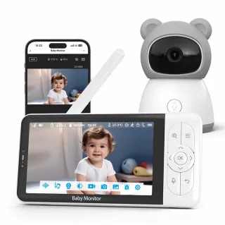 Tuya 5-Inch HD Baby Monitor Wireless WiFi Baby Camera with Remote PTZ Two-Way Audio Night Vision Motion Tuya APP Smart B