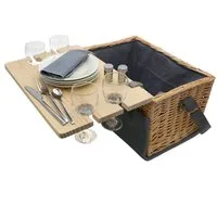 UNUS GARDEN Picknickkorb Picknickkorb 33 teilig aus Weide mit Zubehör (für 4 Personen), 4-Personen 33-teiliges Komplettset Serviertisch Picknickdecke Geschirr
