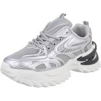 Ital-Design Damen Low-Top Freizeit Sneaker (88519532) Keilabsatz/Wedge Sneakers Low in Silber