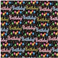 Star Geschenkpapier, Geschenkpapier Happy Birthday Motiv 70cm x 2m Rolle Schwarz / Bunt