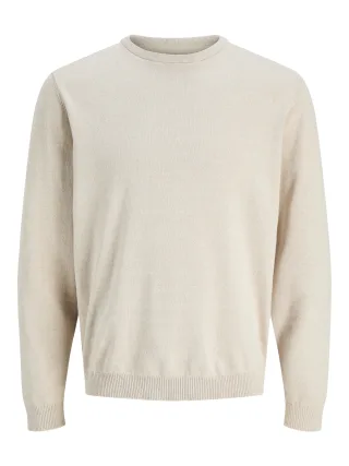 JACK&JONES - JJEBASIC KNIT CREW NECK NOOS Moonbeam - Gr. - S