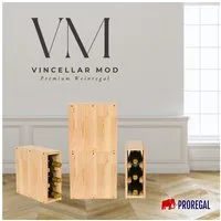 PROREGAL® Weinregal VINCELLAR MOD Flaschenregal Modulares System Massivholz, Weinständer Massivholz Stapelbar Weinschrank Küche Vorratsraum Keller