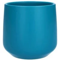 INNA-Glas Blumentopf Übertopf ZIOKA aus Keramik, matt-türkis, 13,5 cm, Ø 14,5 cm