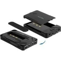 USB Type-C Gehäuse für 1 x M.2 NVMe SSD + 1 x 2.5" SATA SSD / HDD, Laufwerksgehäuse schwarz, mit Klon Funktion
