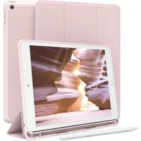 EAZY CASE Tablet-Hülle Penholder Smartcase für iPad 7. / 8. / 9. Gen. 10,2 Zoll, Hülle mit Stifthalter magnetisch kratzfeste Tasche zum Aufkappen Rosa