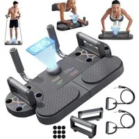 FOSMET Liegestützgriffe 3 in 1 Push-Up Liegestützbrett mit LED-Zähler, Push Up Board Klappbar (Faltbares Liegestützbrett mit Liegestützgriffen, Home Gym Board für Calisthenics & Körpergewicht Training, Oberkörpertraining für Brust, Schultern, Rücken 