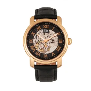 Reign Kahn Automatik-Skelettuhr mit Lederarmband