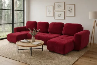 Wohnlandschaft mit Schlaffunktion BRUSK Sofa in Stoff Kronos Rot