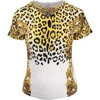 Passioni T-Shirt mit Leoparden- und Dekormuster-Mix in Gold und Schwarz