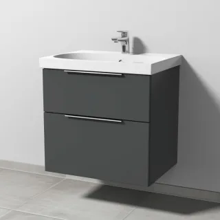 Sanipa 3way Waschtischunterbau zu Geberit Acanto Waschtisch mit 2 Auszügen, Anthrazit-Matt UM41622