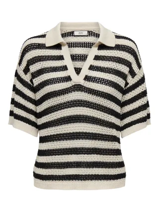 JDY - JDYTIKKA S/S POLO PULLOVER KNT NOOS Birch - Gr. - XS